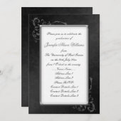 Invitation de diplôme gothique en noir et blanc (Devant / Derrière)