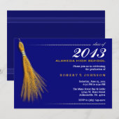 Invitation de diplôme - Invitation bleu et or de l (Devant / Derrière)