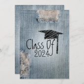 Invitation de diplôme - Jeans déchirés Classe de 2 (Devant / Derrière)