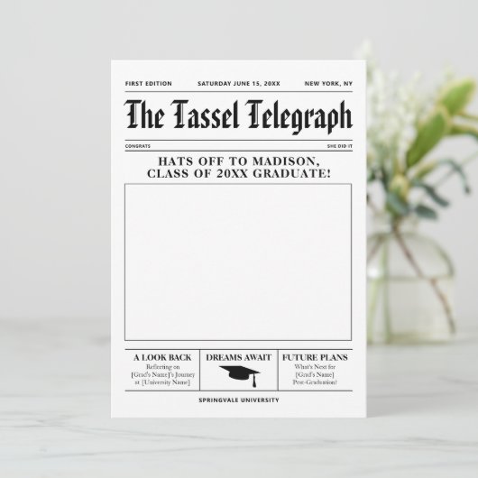 Invitation de diplôme Journal Modèle (Debout devant)