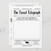 Invitation de diplôme Journal Modèle (Devant / Derrière)