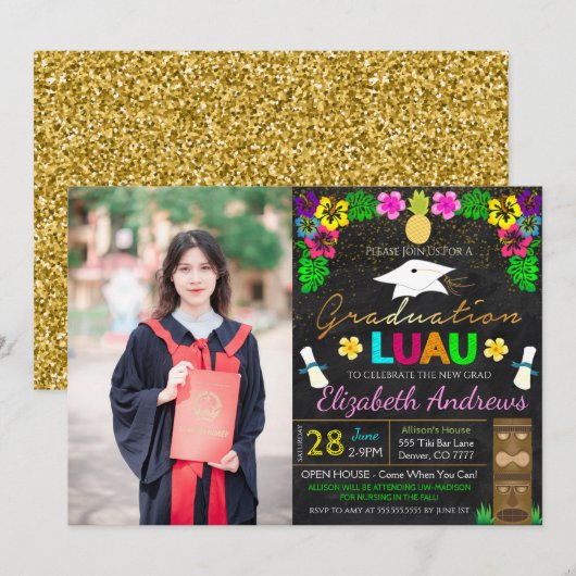 Invitation de diplôme Luau (Devant / Derrière)