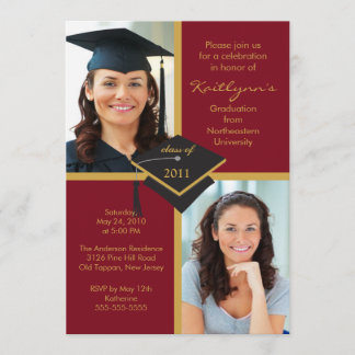 Invitation de diplôme Maroon & Gold