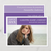 Invitation De Diplôme Moderne Chic - Violet/Violet (Devant / Derrière)