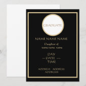 INVITATION DE DIPLÔME NOIR ET OR (Devant / Derrière)