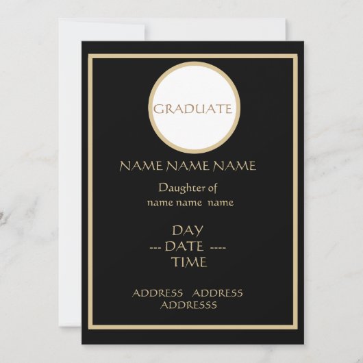 INVITATION DE DIPLÔME NOIR ET OR (Devant)