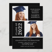 Invitation de diplôme photo ~Classy Black & White (Devant / Derrière)