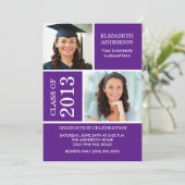 Invitation de diplôme photo ~Classy Purple & White (Debout devant)