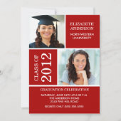 Invitation de diplôme photo ~Classy Red & White (Devant)