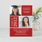 Invitation de diplôme photo ~Classy Red & White (Debout devant)