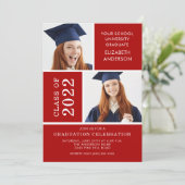 Invitation de diplôme photo ~Classy Red & White (Debout devant)