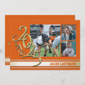 Invitation de diplômé Photo Or à Rayure de Varsity (Devant / Derrière)