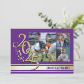 Invitation de diplômé Photo Or Tri Bande Universit (Debout devant)