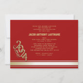 Invitation de diplômé photo or tri stripe de Varsi (Dos)