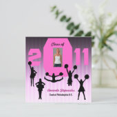 Invitation de diplôme Pom-pom girl XCP194 rose (Debout devant)