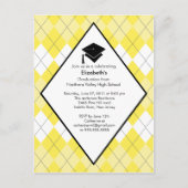 Invitation de diplôme Préppy Jaune Jacquard (Devant)