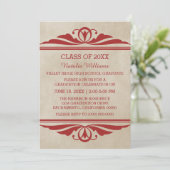 Invitation de diplôme Red Elegant Deco (Debout devant)