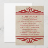 Invitation de diplôme Red Elegant Deco (Devant / Derrière)