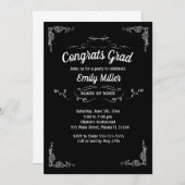 Invitation de diplôme Tableau noir blanc (Devant / Derrière)