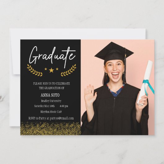 Invitation de diplôme, tendance, élégant (Devant)