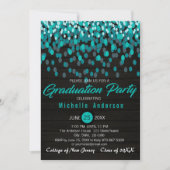 Invitation de diplôme Turquoise Colorée Confetti (Devant)