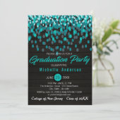 Invitation de diplôme Turquoise Colorée Confetti (Debout devant)