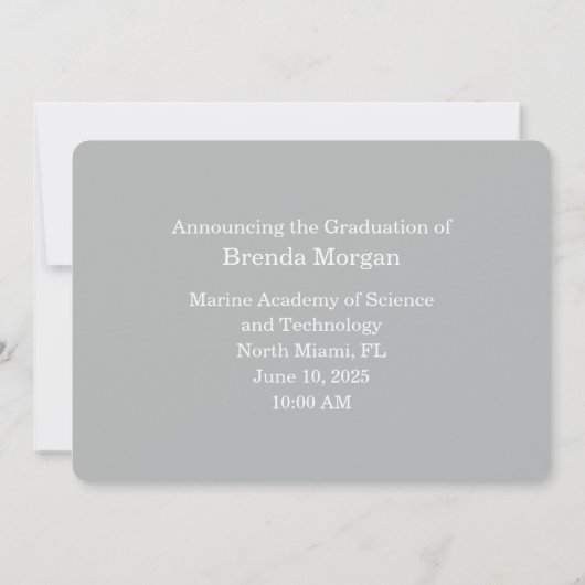 Invitation de diplôme unique avec photo (Dos)