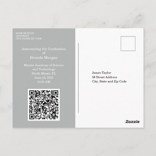 Invitation de diplôme unique avec photo (Dos)