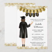 Invitation de diplôme unique Cheveux Brown (Devant / Derrière)