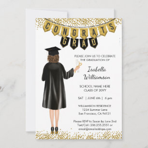 Invitation de diplôme unique Cheveux Brown