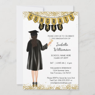 Invitation de diplôme unique Cheveux Brown