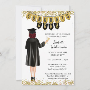 Invitation de diplôme unique Cheveux rouges