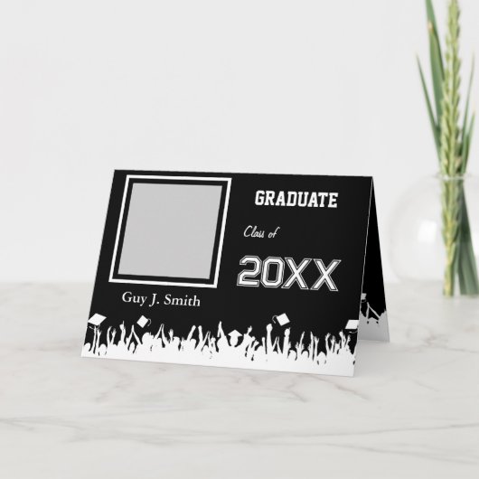 Invitation de diplôme Votre photo Silhouette Crowd (Devant)