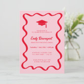 Invitation de diplôme Wavy Photo dos (Debout devant)