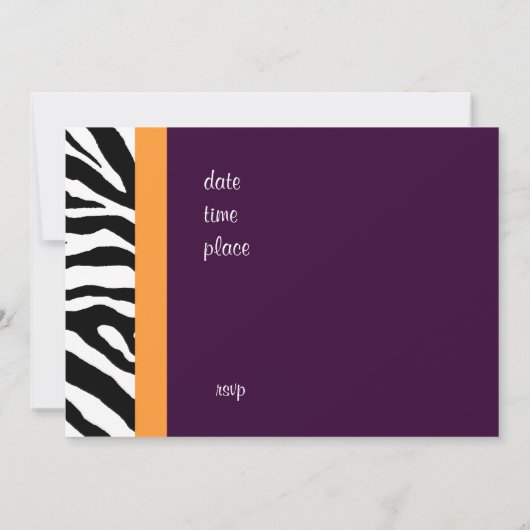 Invitation de diplôme Zebra Photo/prune (Dos)