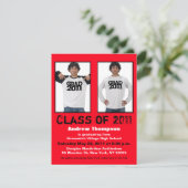 Invitation de diplômes Ajouter 2 photos Rouge A5 (Debout devant)