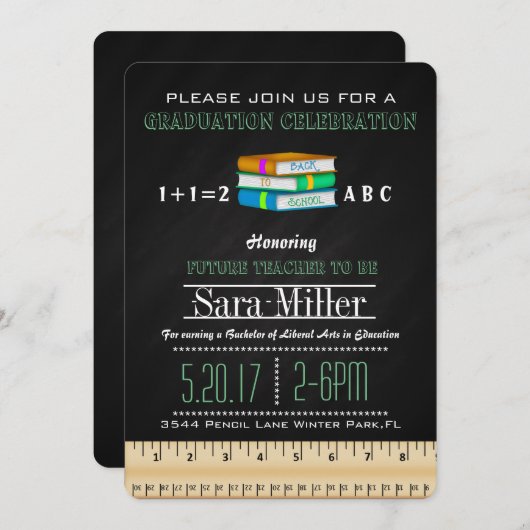 Invitation de diplômes d'enseignant de la règle et (Devant / Derrière)