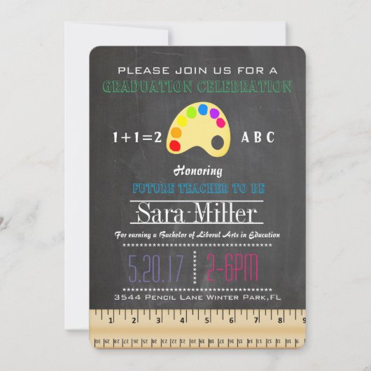 Invitation de diplômes d'enseignant de règle et de (Devant)