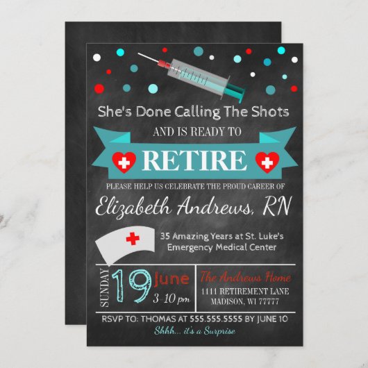 Invitation de diplômes d'infirmière (Devant / Derrière)