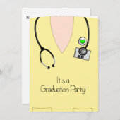 Invitation de diplômes d'infirmière Scrub jaune Ha (Devant / Derrière)