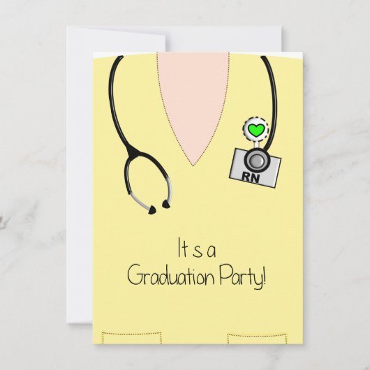 Invitation de diplômes d'infirmière Scrub jaune Ha (Devant)