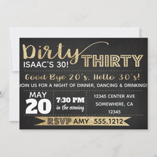 INVITATION DE DIRTY 30 (Devant)