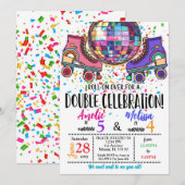 Invitation de disco de patin à roulettes pour doub (Devant / Derrière)