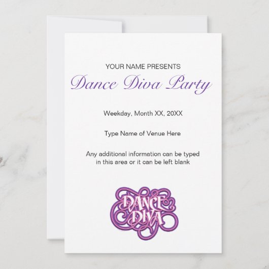Invitation de diva de danse (Dos)