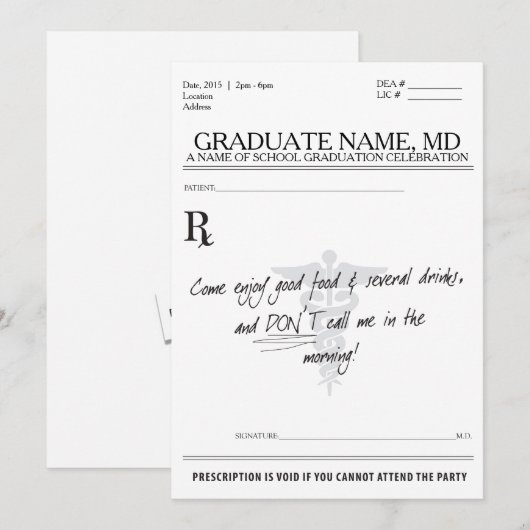 Invitation de DM d'obtention du diplôme (Devant / Derrière)