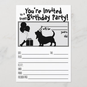 Invitation de Doggie Birthday Basset