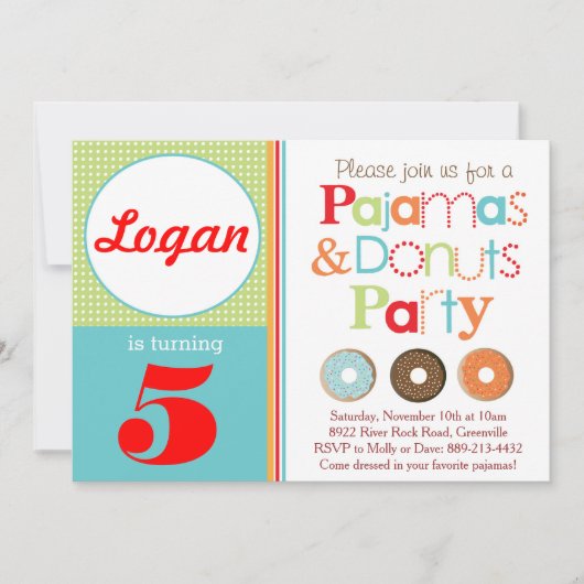 Invitation de Donuts & Pajamas Party (Garçons) (Devant)