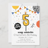 Invitation de Doodle de chandelle cinquième annive (Devant)