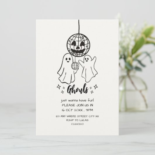 invitation de doodle de fête d'Halloween de goules (Debout devant)