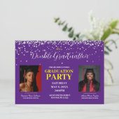 Invitation de double diplôme en violet et or (Debout devant)
